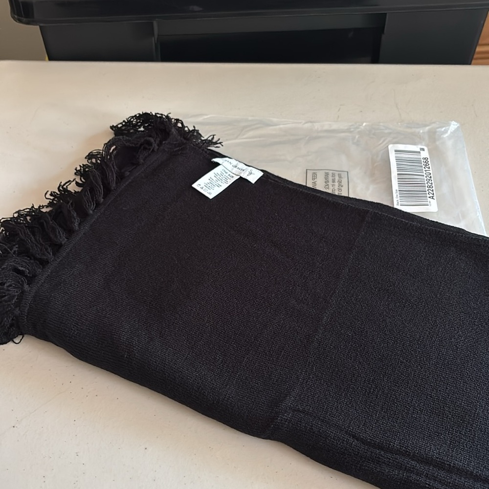 Black Fringed scarf Susan graver qvc
